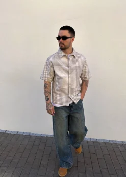 Edwin Zed Shirt Ss-White/Brown