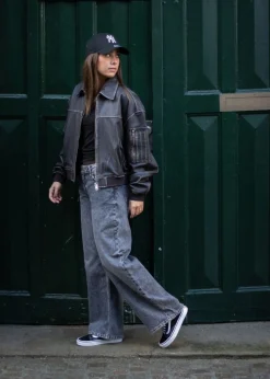 Oval Square Rocker Leather Bomber
