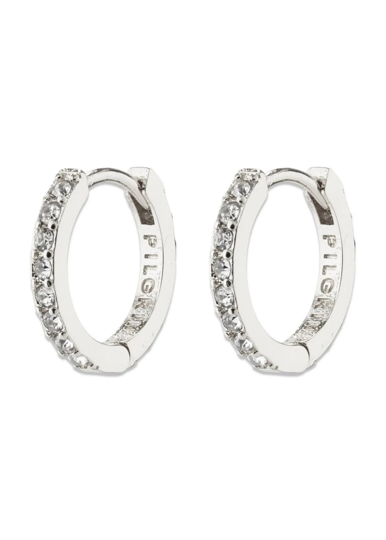 Pilgrim EBNA small crystal hoops silver-plated