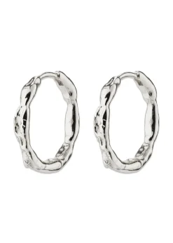 Pilgrim EDDY organic shaped medium hoops silver-plated