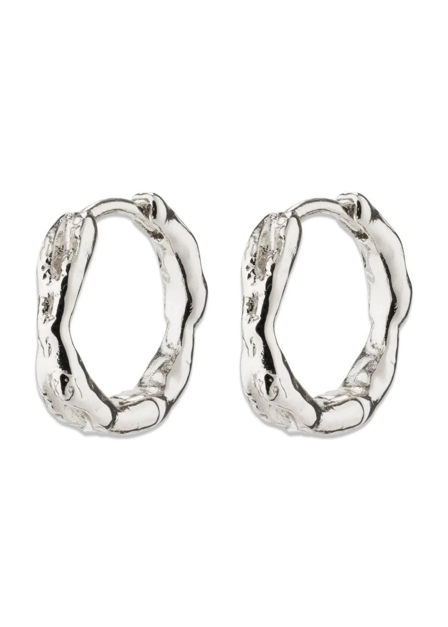 Pilgrim EDDY organic shaped small hoops silver-plated