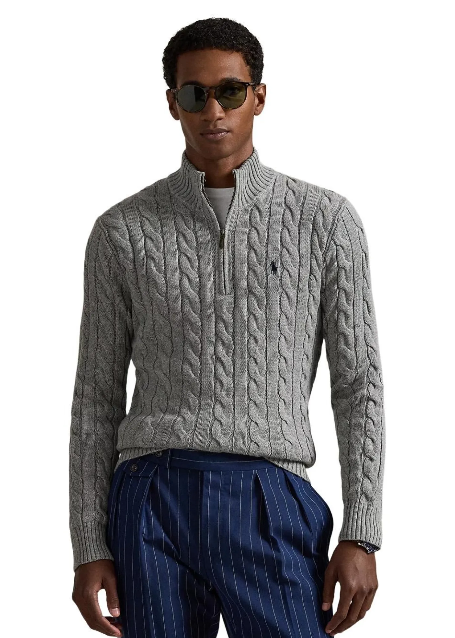 Ralph Lauren Cable Knit Cotton Quater Zip Sweater