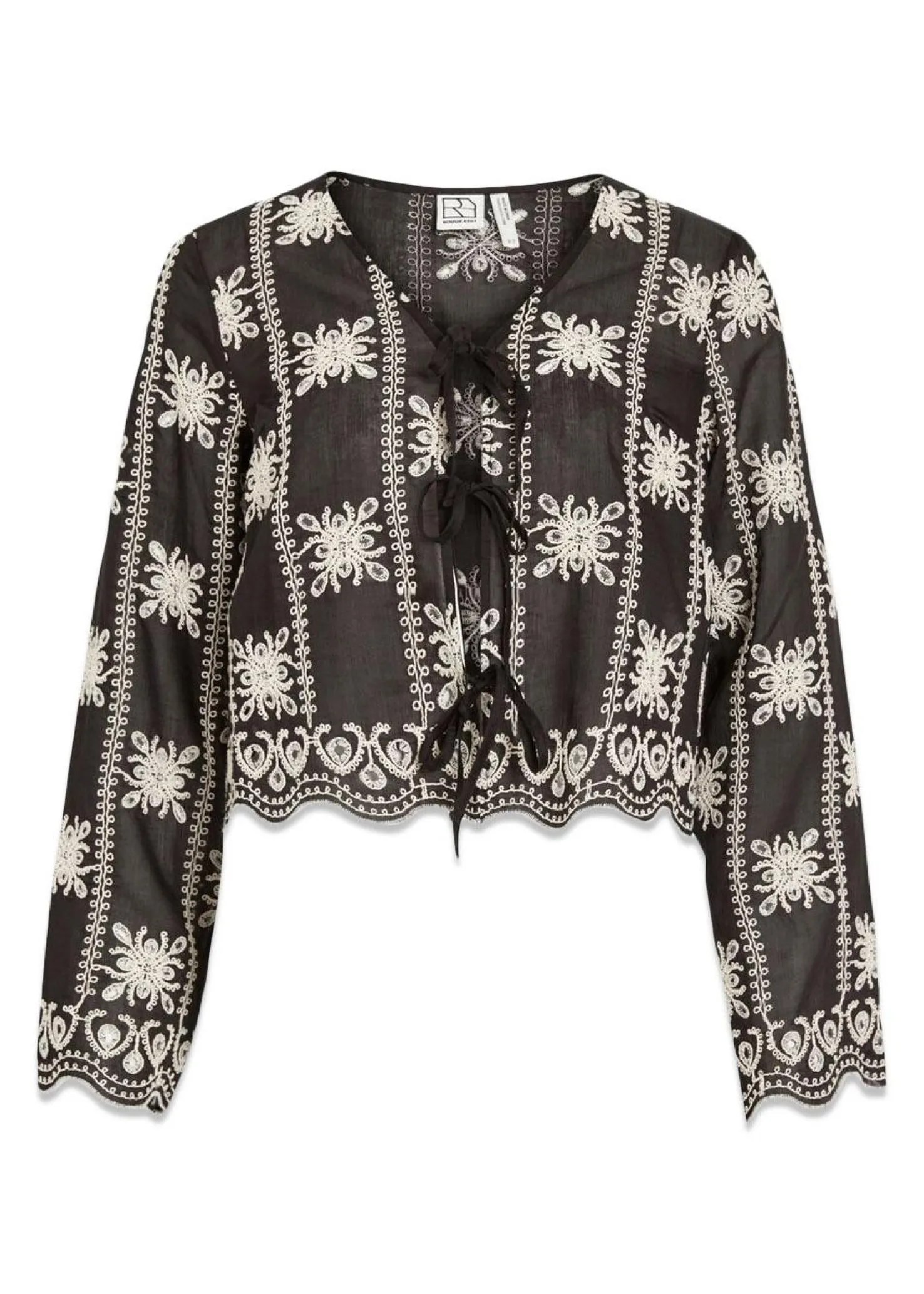 ROUGE EDIT ROUNALA L/S V-NECK TIE TOP